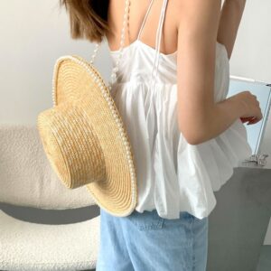 Pearl chain sun hat for women