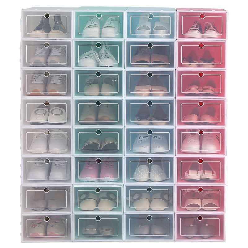 Transparent shoe box with tilting drawer