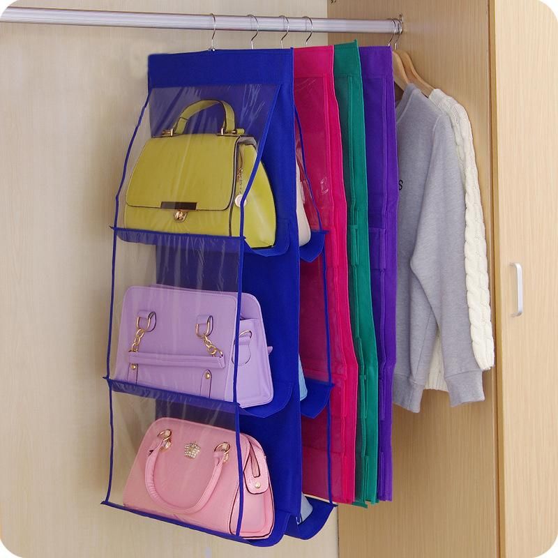 Double-sided transparent storage bag with hanger for backpacks and shoes