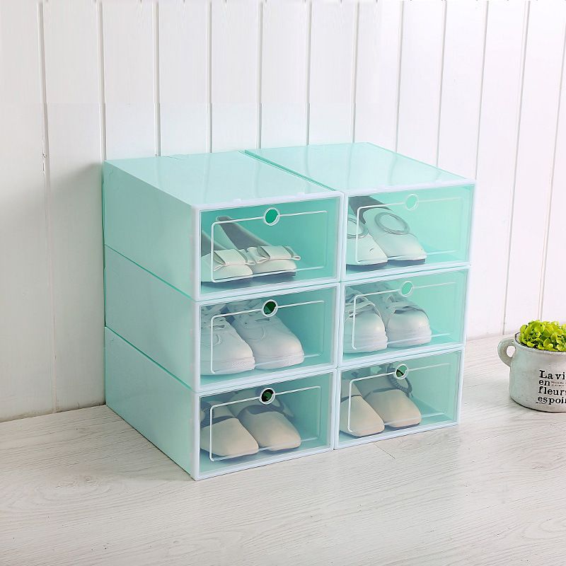 Transparent shoe box with tilting drawer