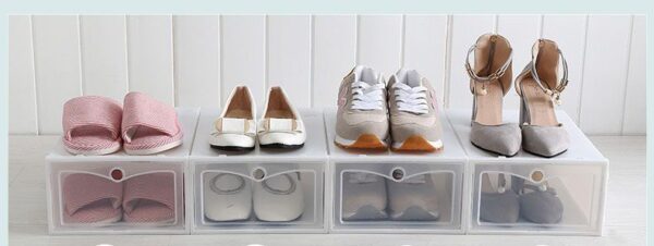 Transparent shoe box with tilting drawer