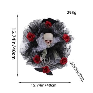 Door mesh skull wreath for Halloween