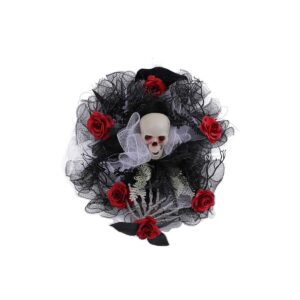 Door mesh skull wreath for Halloween