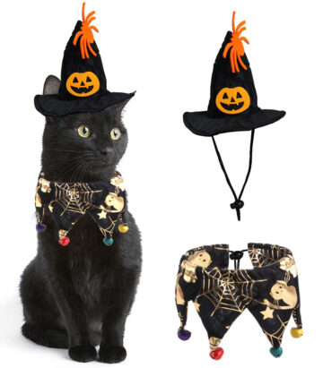 Halloween cat hat and scarf set