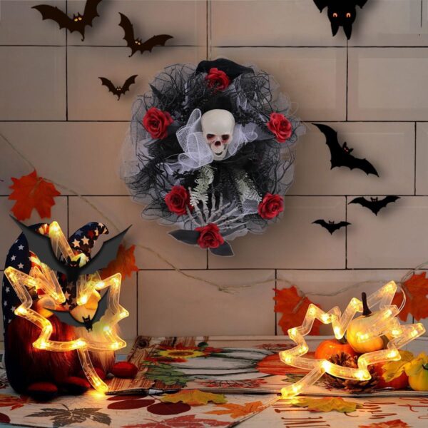 Door mesh skull wreath for Halloween