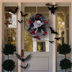 Door mesh skull wreath for Halloween