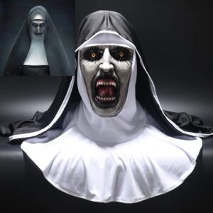 Horror nun mask with veil scarf for Halloween