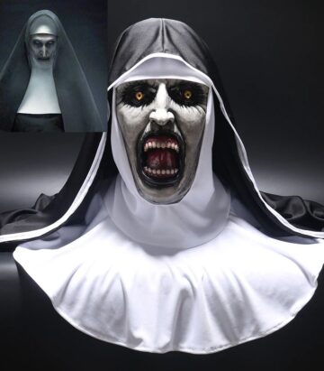 Horror nun mask with veil scarf for Halloween