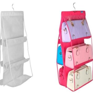 Sac de rangement transparent double-face avec cintre pour sacs à dos et chaussures