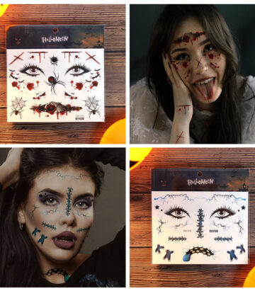 Autocollants de fausses cicatrices et blessures de visage pour Halloween